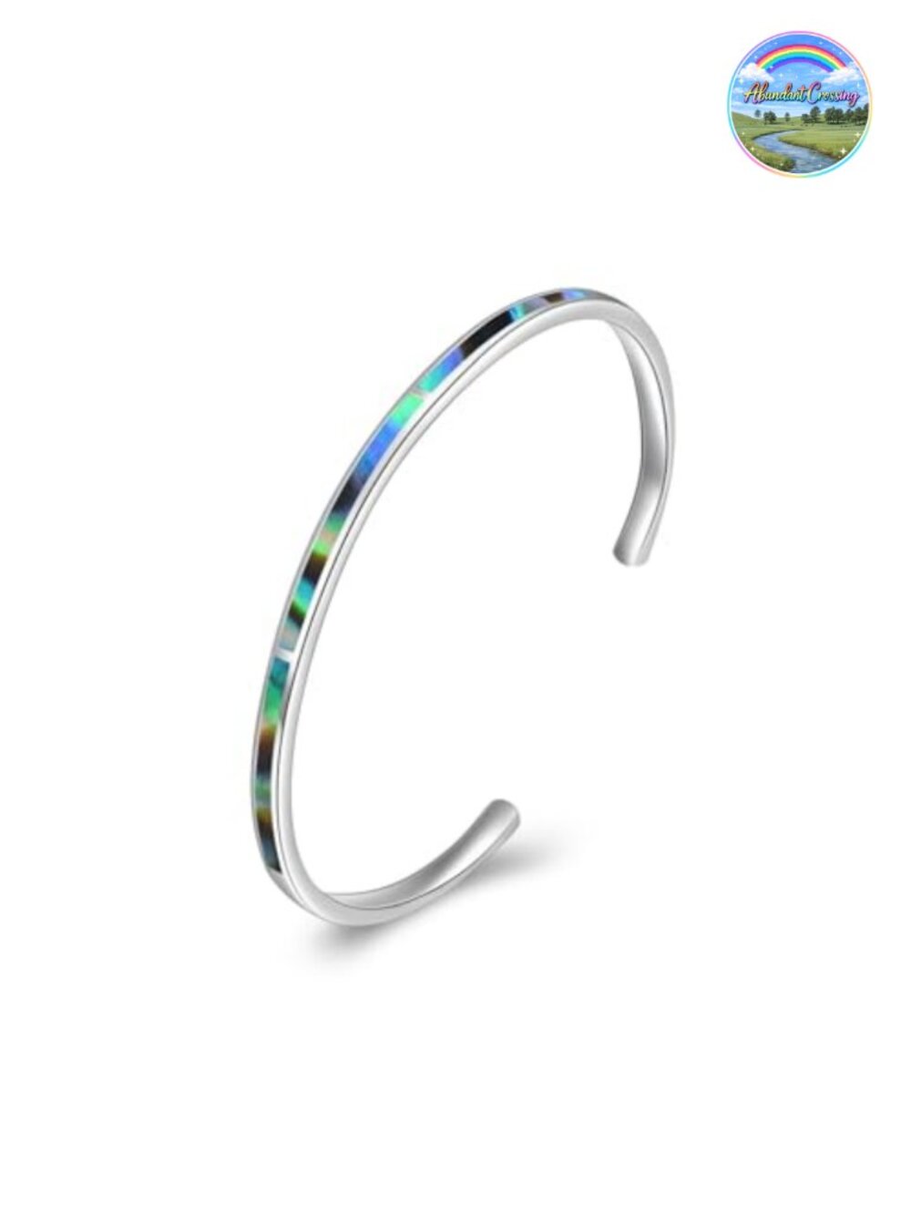 Sterling Silver Abalone Opal Cuff Bangle Bracelet Adjustable Women Gift